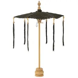 Парасолька для вулиці J-Line з макраме 94 см чорна (33335)