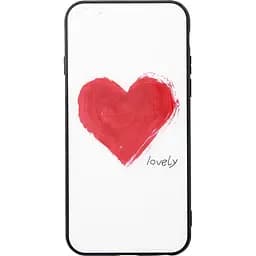 Чохол-накладка Toto Glass Fashionable Case Apple iPhone 6/6S Red Heart on White