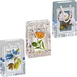 Пакет подарочный "Цветы" 0003, Мини 8 х 12 х 3,5см Микс