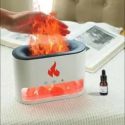 Лампа зволожувач повітря Docsal Flame 3в1 з ультразвуковим зволоженням і соляним камінням Білий - мініатюра 3
