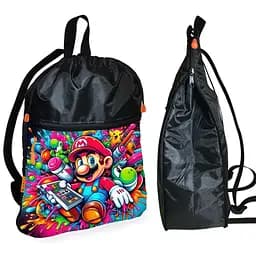 Рюкзак-мешок для обуви,спортивной формы Супер Марио "Super Mario" детская сумка для сменки (01332)