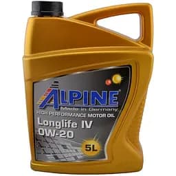 Масло моторное синтетическое Alpine 0W-20 Longlife IV Acea A1-/B1-12 VW 508 00/509 00 VW TL 525 77 5 л (29717)