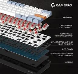 Клавіатура ігрова механічна GamePro GPMK-130R Black USB Hot-Swap Outemu Red Swich - мініатюра 6