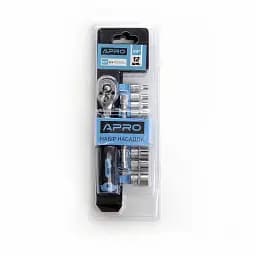Набір насадок з тріскачкою Apro CrV 1/4" 90T 12 шт. 30412 - мініатюра 2