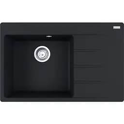 Кухонная мойка Franke Centro, фрагранит, прямоугольник, с крылом, 780х500х200мм, чаша - 1, накладная, CNG 611-78 TL, черный матовый