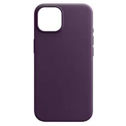 Кожаный чехол-панель для Apple iPhone 15, FAKE Leather Case, фиолетовый, искусственная кожа, премиальный, противоударный, защита всего корпуса, с мягкой подкладкой, поддержка MagSafe и беспроводной зарядки, ArmorStandart (ARM76290)