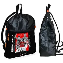Рюкзак-мешок для обуви,спортивной формы Криштиану Роналду детская сумка для сменки с расширителем (01395)