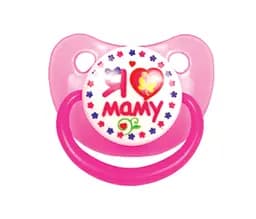 Пустышка силиконовая Курносики Я люблю маму, ортодонтическая, 6-12+ мес., розовый (7016/6+ рож)