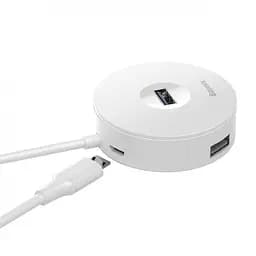 Usb розгалужувач - перехідник Baseus Round Box Hub Adapter (Type-C to Usb3.0x1 + Usb2.0x3) білий - мініатюра 3