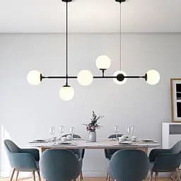 Люстра видовжена в чорному корпусі на 6 плафонів (тип A) Line.F SGJ 7/6A BK+BK