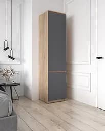 Пенал для дома Flamecame закрытый со штангой из ДСП II FT-218 Дуб+антрацит