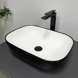 Умивальник VBI Ravenna black white glossy накладний VBI-011226, Чорний
