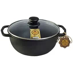 Кастрюля чугунная казан Maysternya 6.0 л со стеклянной крышкой и литыми ручками T404С3