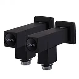 Набір кутових кранів Solomon LUX 8888-CUBE 1/2" із американкою Black 30412 - мініатюра 5