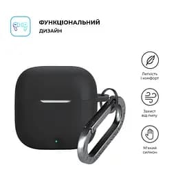Силіконовий чохол для навушників OPPO Enco Buds3, Hang Case, чорний, ультратонкий захисний кейс товщиною 2 мм, захист від подряпин, пилу та ударів, компактний, з карабіном для кріплення, ArmorStandart (ARM88030) - мініатюра 2