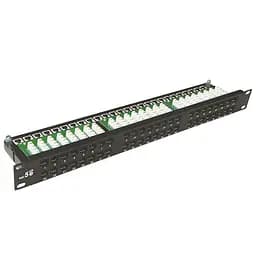 Патч-панель Merlion 48 портів UTP DUAL кат 5Е 19" 1U неекранована чорна Q10 (73-00878)