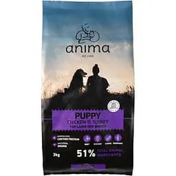 Сухий корм для цуценят великих порід Anima курка та індичка з рисом 3 кг
