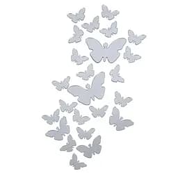 Дзеркальний декор Wall Sticker SW-00002521 акриловий самоклеючий Метелики 25 шт. срібло