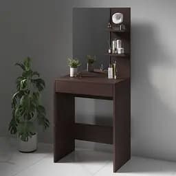 Туалетний стіл для макіяжу з висувною шухлядою, столик із дзеркалом та поличками з ДСП S-14 Венге Темний