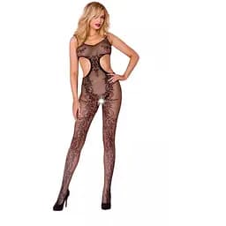 Бодістокінг Casmir CA002 з ажурної сітки із вирізами з боків та доступом чорний