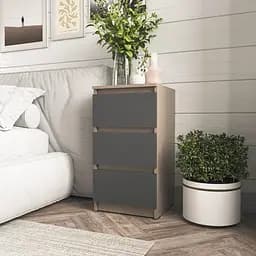 Тумба приліжкова Moreli T-216 на 3 шухляди 400x758x398 мм капучіно антрацитовий (mo-t216-kapuch-antracit)