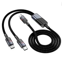 Кабель PD Hoco U139 C to C+C 100W fast charging data cable 1.2 м чорний