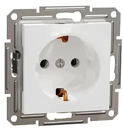 Розетка одинарна з заземленням біла без рамки ASFORA