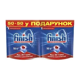Таблетки для посудомоечных машин Finish All in one Max, 2 упаковки, 100 шт. (2 уп. по 50 шт.)