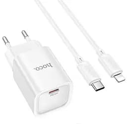 Сетевое зарядное устройство Hoco C148A Charm single port PD30W Charger Set(Type-C to iP)(EU) Белый