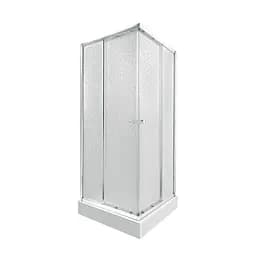 Набор: Qtap душевая кабина Presto CRM1088SP5 Pear 1970x800x800 мм + поддон Tern 308812C 80x80x12 см с сифоном, Хром, Универсальная, матовая