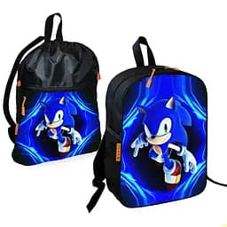 Школьный рюкзак детский Супер Соник + Сумка для обуви спортивной формы рюкзак-мешок для мальчика (01838)