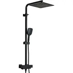 Душова система Gappo G2417-60 термостат, вилив - перемикач на лійку, Чорний матовий