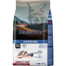 Сухой корм для стерилизованных кошек Bravery Herring Adult Cat Sterilized с сельдью 600 г