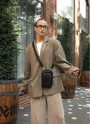 Жіноча шкіряна сумка Sambag Modena для телефону чорна 19 х 11 х 3 см (96093101) - мініатюра 2