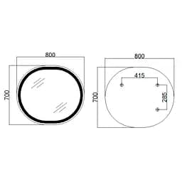 Дзеркало Qtap Gemini 800x700 з LED-підсвічуванням Touch, з антизапотіванням, з димером температури кольору (3000-6500K) Reverse QT2578R8072B - мініатюра 2