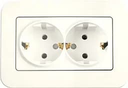 Розетка подвійна із заземленням VIKO Rollina кремовий (90421056)