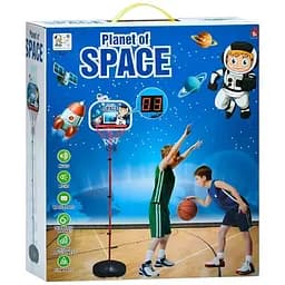 Баскетбольное кольцо MR 1517 на стойке 200 см, с электронным табло, звуком, мячом и насосом, разноцветное