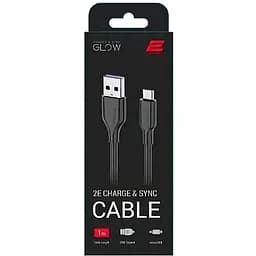 Кабель 2E USB-A - microUSB Glow 1m Black - мініатюра 2