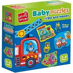 Детские развивающие картонные пазлы Vladi Toys Транспорт Животные с игрой (VT1722-28)