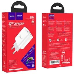 МЗП Hoco C80A Plus Rapido PD20W+QC3.0 (1USB-A/1C) White - мініатюра 5