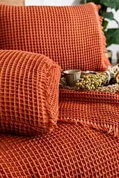 Вафельне покривало Saheser Norah Copper 240x260см +2 наволочки 50x70см pbe0052240 - мініатюра 2