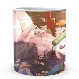 Кухоль GeekLand Demon Slayer Клинок, що розсікає демонів Незуко Лежить Склала пальці SL 02.446 330 мл білий - мініатюра 2