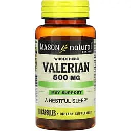 Валерьяна Mason Natural Whole Herb Valerian 500 мг 60 капсул