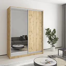 Шафа-купе дводверна MebelStar Стандарт AL ДСП/Дзеркало 160x45x210 см Дуб тахо (MBS-3465)