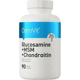 Для суглобів та зв'язок OstroVit Glucosamine + MSM + Chondroitin 90 таблеток