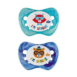 Пустушка Nip Я унікум № 2, силіконова, 5-18 міс., 2 шт., блакитний з синім (31313)