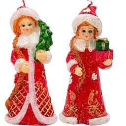 Декоративная новогодняя свеча Devilon Снегурочка 13.6 см красная 1 шт. в ассортименте (791026-2)