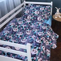 Простирадло Mirson Kids Time 17-0722 Tiny Panda 110х160 см бязь блакитне (2200010688795) - мініатюра 5