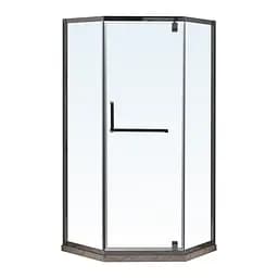 Душевая кабина пятиугольная RJ 85x85 распашная прозрачное стекло 8 мм с покрытием Nano с ПВХ-подиумом графит K1009-1001, Графит, прозрачный, графит