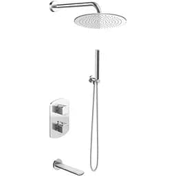 Душова система Kohlman Foxal 25 chrome з термостатом + BOX прихованого монтажу KPL-QW433FR25, Хром